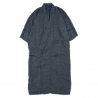 SASHIKO LINEN PREMIUM YABO YUKATA BLUE - décontracté, rustique, 75% coton, 25% lin, manteau long, robe, Porter Classic
